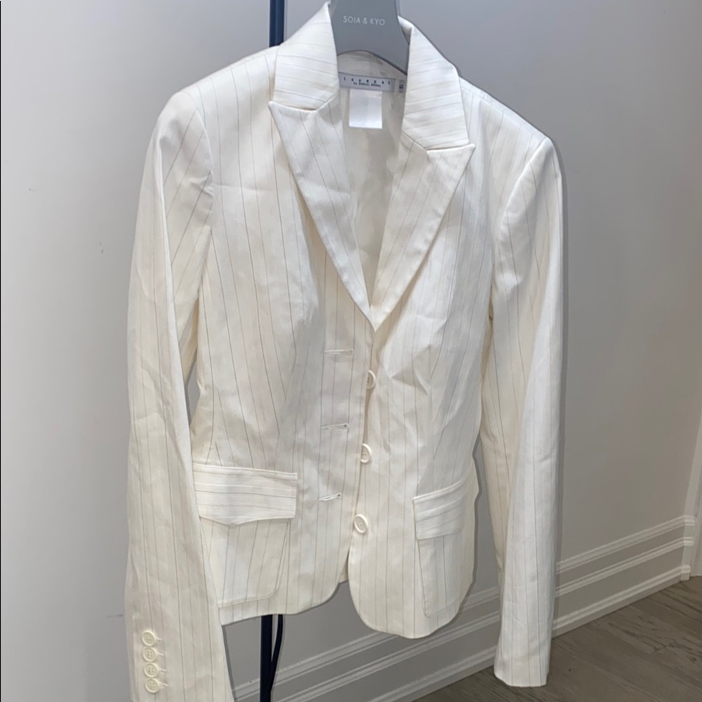 Laundry By Shelli Segal Cream Pinstripe Blazer